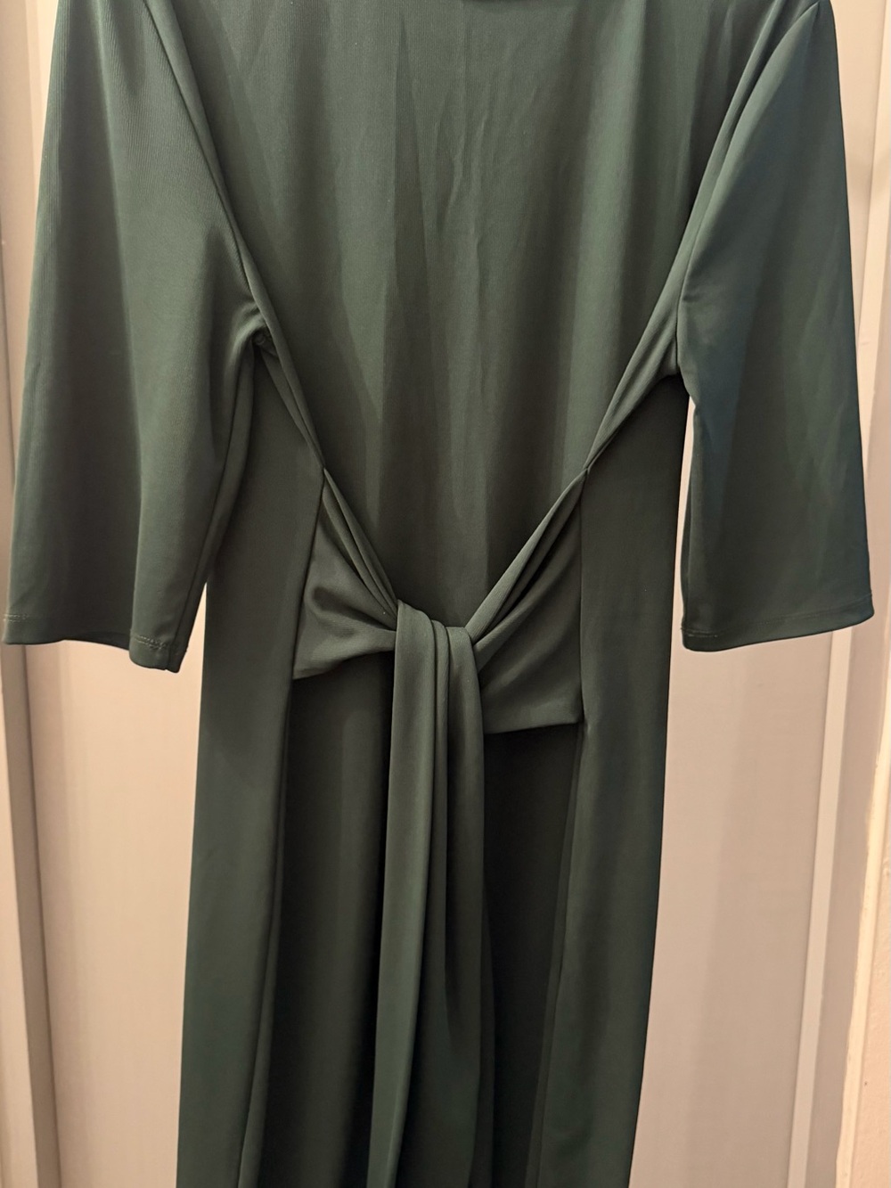 Zara Olive Green Long Sleeve Tie-Back Midi Dress